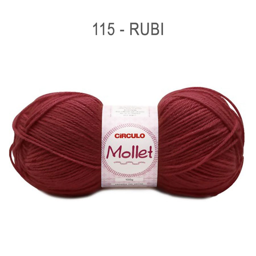 Lã Mollet 100g Cores Lisas - Circulo - 115 - Rubi