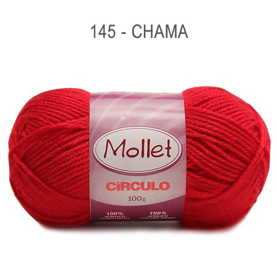Lã Mollet 100g Cores Lisas - Circulo - 145 - Chama