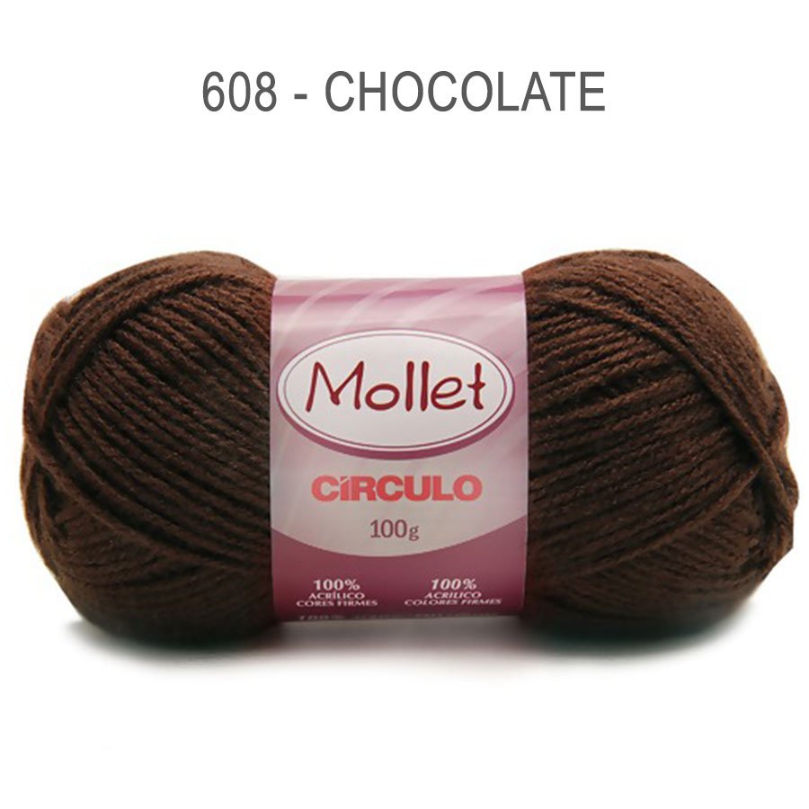 Lã Mollet 100g Cores Lisas - Circulo - 608 - Chocolate