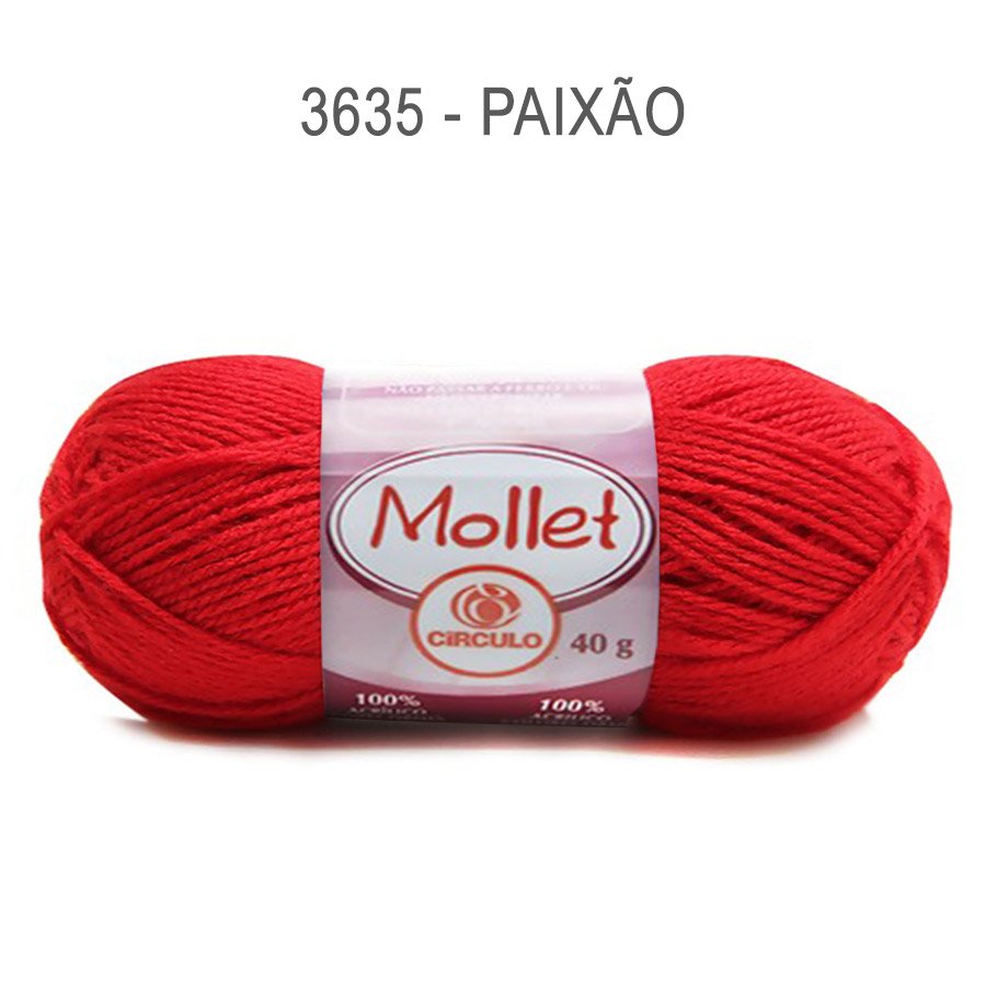 Lã Mollet 40g Cores Lisas - Circulo - 3635 - Paixão