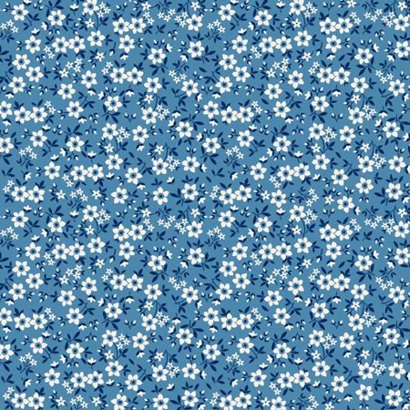 Tecido Tricoline Estampado 100% Algodão Florais Azul 2010 V006 Peripan