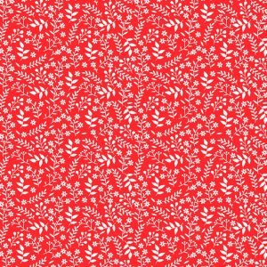 Tecido Tricoline Estampado 100% Algodão - Florais Vermelho 1261 V106 Peripan