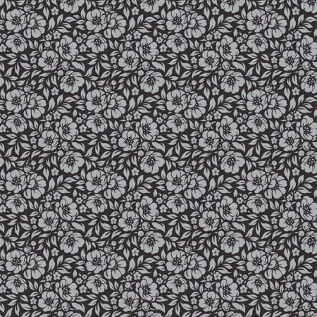 Tecido Tricoline Estampado 100% Algodão - Floral Preto 1177 V099 Peripan